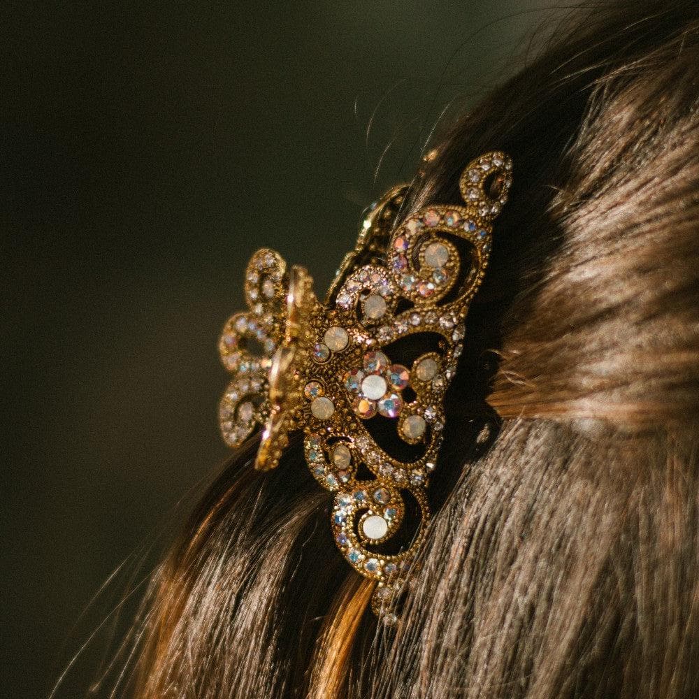 Small Crystal Crown Hair Claw Clip - Image 2